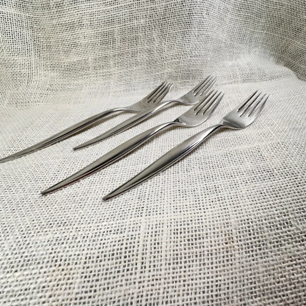 EBBTIDE Jennifer Solid Stainless Forks USA Mid Century Modern Flatware Set of 4